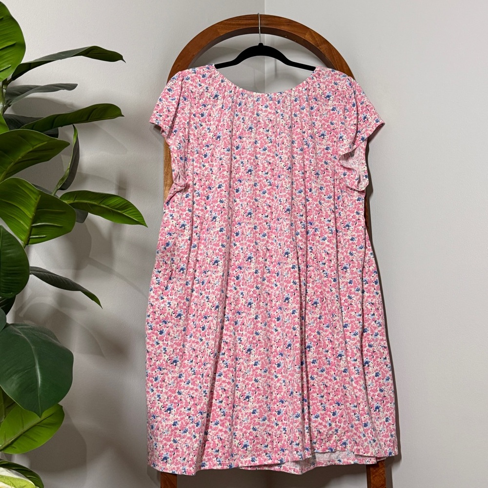 Adonna 2X Pink Floral Stretch Knit Sleep Shirt Nightgown - Picture 2 of 7
